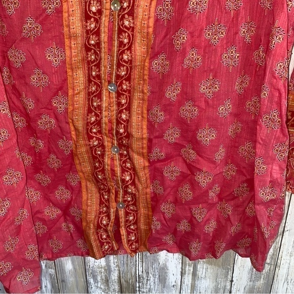 J. Jill Strawberry Boho Printed Voile Floral Button Down - Picture 4 of 6
